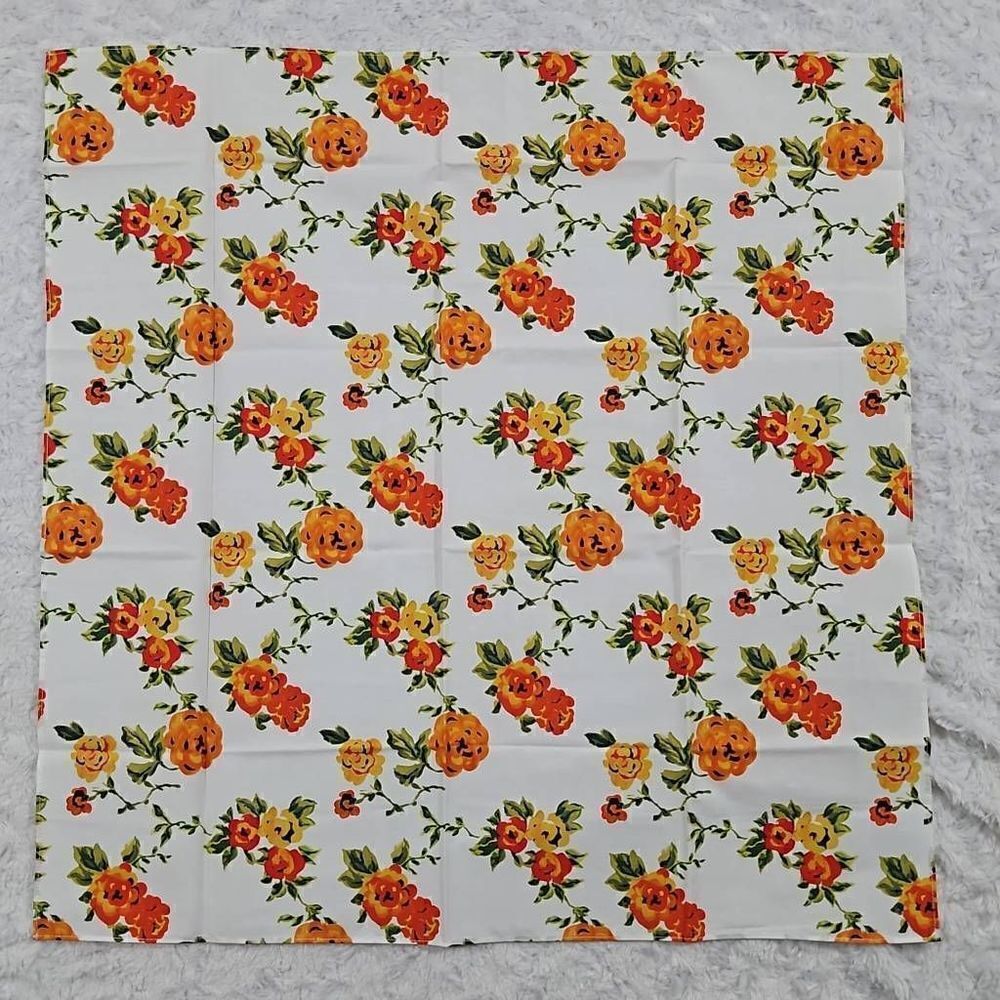 Lemlem White and Orange Floral Bandana Scarf for body or purse 22.5"